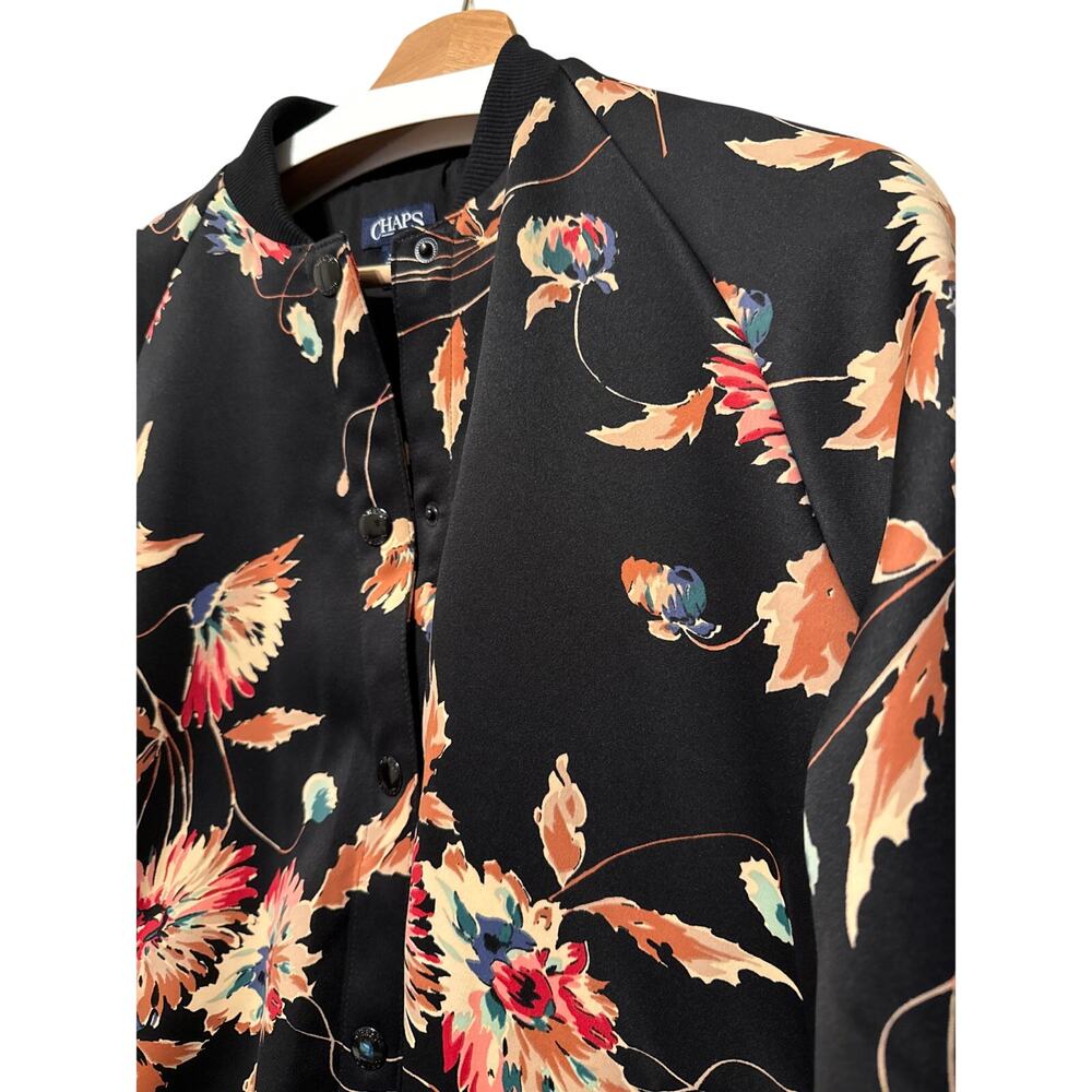 Chaps Silky, Ultra Soft‎ Bomber Jacket, Oriental Floral, Size L